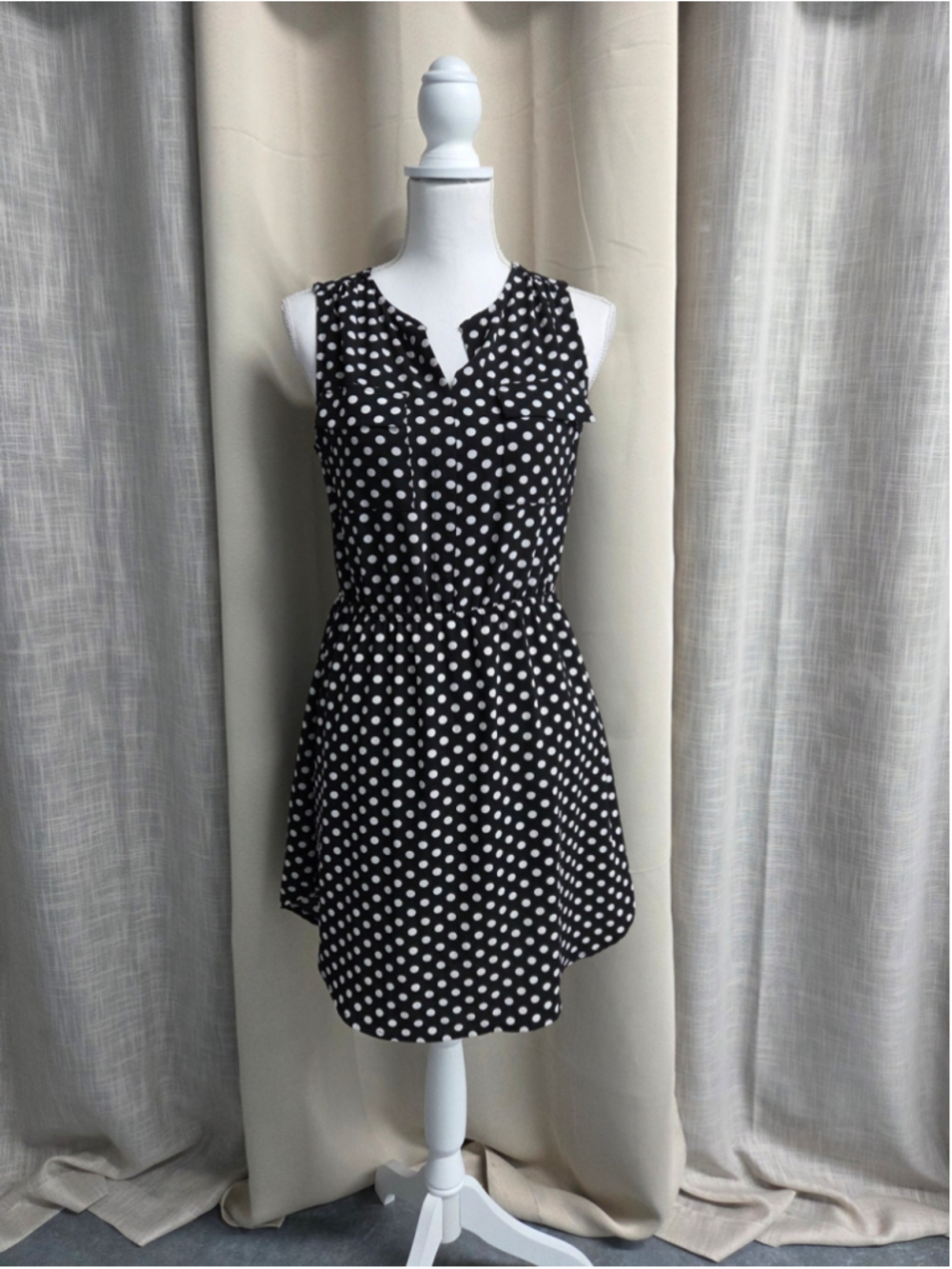 Monteau Sleeveless Polka Dot Dress Casual Size L